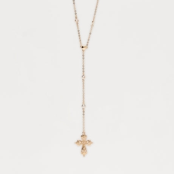 Fashion Nova Gold Cross Drop Necklace - Picture 2 of 2